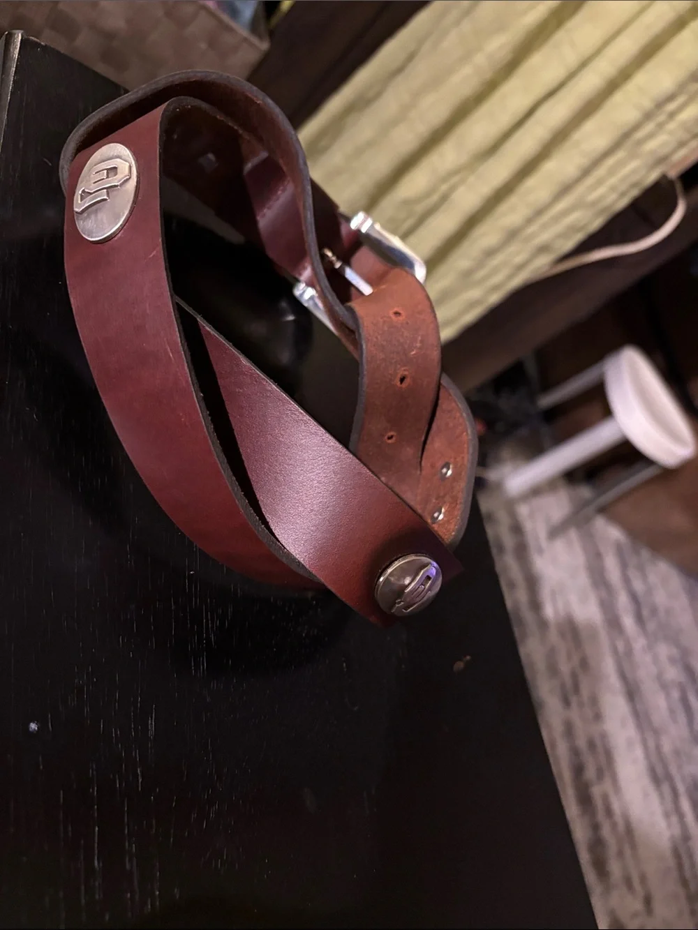 Classic Men's Leather Belt with Brushed Silver Hardware - Dark Brown-New w/o tag